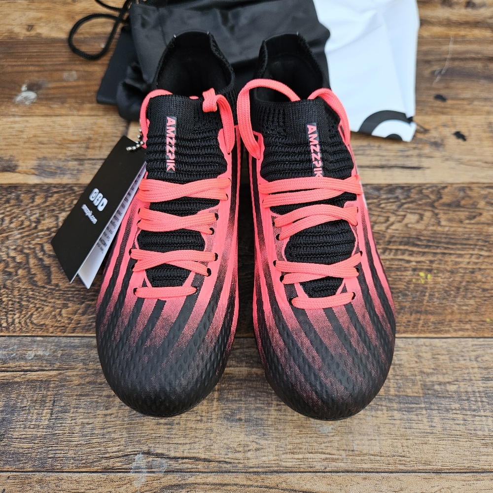 Kids' Black & Pink Soccer Cleats - Lightweight Youth Football Boots Size 11C - Picture 5 of 16